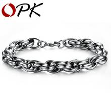 OPK JEWELRY wholesale silver color bracelet., Titanium Steel link Chain Bracelet, fashion cable bracelet. Free Shipping 638 2024 - купить недорого