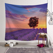 Tapiz de poliéster con estampado de lavanda púrpura para habitación, colchoneta de Yoga con estampado bohemio para viaje, acampada, 150x200cm 2024 - compra barato