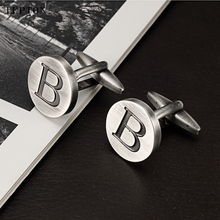 Lepton letras B DE UN gemelos con diseño del alfabeto para hombres antiguo plateado letras redondas B gemelos para puños de la camisa gemelos 2024 - compra barato