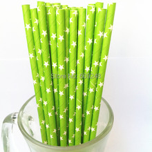 100pcs Mixed Colors White Star Printed Lime Green Paper Straws, Buy Cheap Cute Party Supplies Paper Drinking Straws in Bulk 2024 - buy cheap