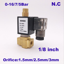 GOGO Normally closed Direct acting Brass Small Gas Solenoid Valve 3 way 2 position 1/8" BSP 12V DC 0-16/7/5bar NBR Seals valve 2024 - buy cheap