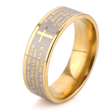 Anillo cruzado y letras de sello de acero de titanio para hombre y mujer, Color dorado 2024 - compra barato