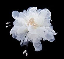 20 Pieces 7.4" Blooming Silk White Flower Hair Clip Hair Pins Pearl Crystal Wedding Bridal Bridesmaid Party 2024 - buy cheap