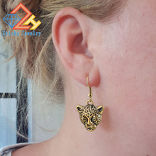 European Stereoscopic Trend Cute leopard Earrings With Pendant Ancient Gold Color Lovely Fashion Earrings Jewelry 2024 - buy cheap