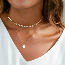 2018 Summer Simple Gold Coin Layered Choker Necklace For Women Multi Layer Chocker Necklaces collar collier ras du cou femme 2024 - buy cheap