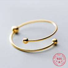 925 prata esterlina na moda simples grânulos nenhum fade ouro aberto anéis mulheres jóias finas 2024 - compre barato