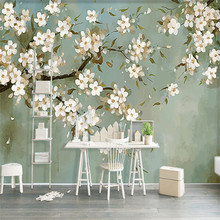 Estilo Europeo pintado a mano orquídea Pastoral 3D pared Mural papel pintado Sala TV sofá estudio papeles de pared de fondo decoración del hogar 2024 - compra barato