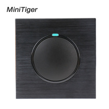 Minitiger Luxury 1 Gang 1 Way Random Click On / Off Wall Light Switch With LED Indicator Black Aluminum Metal Panel 2024 - buy cheap