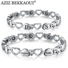 Healthy Magnetic Bracelets & Bangles Stainless Steel Heart Shape Charms Bracelets For Women Lovers' Jewelry Unique Engrave Logo 2024 - buy cheap