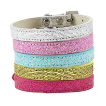 Shiny Glitter Bling Powder Dog Cat collar Pu Leather Puppy Collars for Small Medium Dog Neck Strap Adjustable Collar XS/S/M/L 2024 - buy cheap