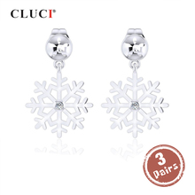 CLUCI 3 pair 925 Sterling Silver Snowflake Stud Earrings for Women Pearl Mounting Silver 925 Christmas Stud Earrings SE100SB 2024 - buy cheap