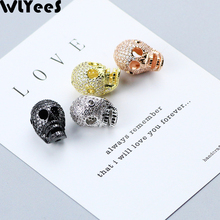WLYeeS CZ Skull Copper beads Selective Color Gold/Rose Gold/Silver/Black Charms Metal Loose bead For Jewelry bracelet making DIY 2024 - buy cheap