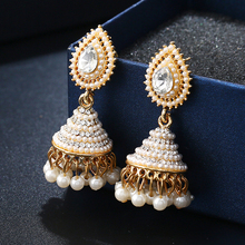 Water Drop Bollywood Fashion Gold White Jewelry Indian Pearl DropEarrings Jhumka Jhumki Women Jewelry 2024 - buy cheap