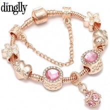 Ding lly pulseiras de cristal de ouro rosado, pulseiras finas originais para mulheres, meninas, margaridas, amor, miçangas, pulseira de cristal, joias, presentes 2024 - compre barato