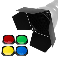 BD-04 Barn Door Standard Reflector + Honeycomb Grid + 4 Color Filter for Flash DE300 DE400 SK300 SK400 QT600 DP600 2024 - buy cheap