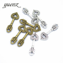 YuenZ 20 pcs Antique Heart shaped Arrow Charms Pendants for Jewelry Making Necklace Bracelet Accessories Findings 25*9mm M42 2024 - buy cheap