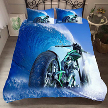 Yi chu conjunto de cama infantil de luxo, cama com estampa de moto 3d, capa de edredom e fronha para meninos 2024 - compre barato