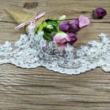 5 Meters/lot 8cm Width White Lace Fabric Flower Venise Sequin Lace Trim Applique Sewing Craft for Wedding Dress Accessories 2024 - buy cheap