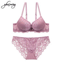 Yhotmeng Sexy push up bra lace embroidery bra set hot sexy intimates set women underwear sexy lingerie plus size 2024 - buy cheap