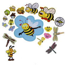 Free shipping 10 pcs Bees Dragonflies Embroidered patch iron on Applique garment bag shoe decor embroidery patch DIY accessory 2024 - buy cheap