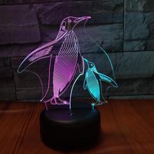 Penguin 3d Visual Nightlight Creative Colorful Touch Charging 3d Light Fixtures Lovely cartoon children's toys Kids Lamp 2024 - buy cheap