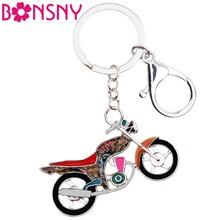 Bonsny-Llavero con cadenas para motocicleta, accesorio de aleación de esmalte para transporte, regalo para mujeres, niñas, Damas, bolso, coche, Charms de joyería 2024 - compra barato