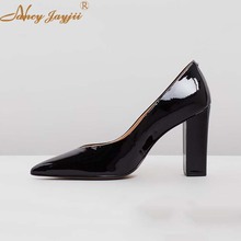 Sapatos femininos de salto fino, calçado preto elegante, para escritório, primavera/outono, ponta fina, slip-on 2024 - compre barato