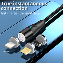 Быстрый Магнитный кабель для освещения Micro usb type C кабель для зарядки iPhone XS X XR 8 7 samsung S8 Магнитный кабель передачи данных телефона Android 2024 - купить недорого