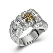 Anillo de plata de primera ley con forma de calavera para hombre, sortija ajustable, plata esterlina 100%, 925 2024 - compra barato