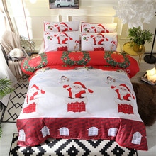 Bonenjoy Christmas Bedding Double Bed Set Santa Claus Quilt Cover Sets Queen Size Bed Linen Red King Size Christmas Bedding 2024 - buy cheap