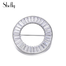 Round Circle Cubic Zircon Brooch Pins Clear CZ Crystal Brooches For Women Elegant Wedding Party Gifts Brooches Fashion Jewelry 2024 - buy cheap