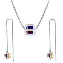 BAFFIN красочные квадратные геометрические Ювелирные наборы кристаллов от Swarovski серебряный цвет кулон ожерелье серьги для женщин 2024 - купить недорого