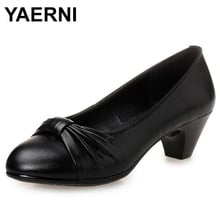 YAERNI-zapatos de cuero de vaca de calidad para mujer, tacones altos, cómodos, de moda, para boda, talla grande, E537, 2018 2024 - compra barato