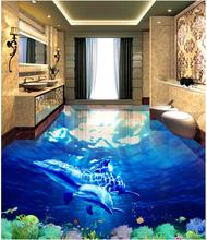 3D Floor Non-slip Waterproof Self-adhesive PVC Wallpaper Modern Custom 3D Floor Mural Underwater World 3D Bathroom 2024 - buy cheap