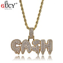 GUCY  CASH Letter Pendant Necklace Iced Out Micro Paved CZ Stones Gold Silver Color Hip Hop Pendants & Necklaces for Men 2024 - buy cheap