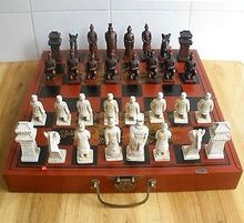 Chinese 32 pieces chess set/box/Xian Terracota Warrior Garden Decoration 100% real Tibetan Silver Brass 2024 - buy cheap