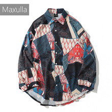 Maxulla Men's Long Sleeve shirt print single breasted Hip Hop stlye casual shirts Oversized Streetwear Mla004 2024 - buy cheap