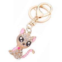 Creative Crystal Cute Cat Keychain Keyfobs Chaveiro Fashion Alloy Exquisite Key Chain Ring Holder Women Bag Charm Gift R199 2024 - buy cheap