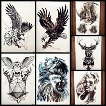 3D Алмазная временная татуировка «Летающий орел», черная тотемная татуировка для мужчин и женщин, водостойкая поддельная флеш-татуировка на ногах 2024 - купить недорого
