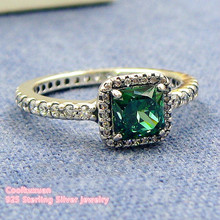 Valentine's Day Timeless Elegance Rings with Green & Clear CZ 100% Authentic 925 Sterling-Silver-Jewelry Free Shipping 2024 - buy cheap