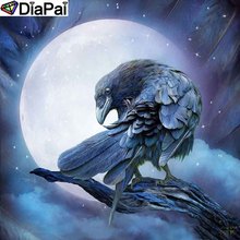 DiaPai-pintura de diamante con bordado de diamantes, "Animal, águila, Luna", Cuadrado completo, imagen redonda de diamante de imitación, decoración, A25099 2024 - compra barato