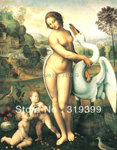 Oil Painting Reproduction on linen canvas,Leda and Swan by Leonardo Da Vinci, Fast Free Shipping, 100% Handmade,Museum Quality 2024 - buy cheap