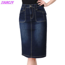 Denim skirt for womens 2018 spring summer High waist Package hip skirt Plus size S-6XL jeans skirt Slim female Sexy skirts H425 2024 - buy cheap