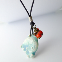 Jingdezhen-collar con colgante de cerámica para mujer, joyería de cuentas de cerámica, cuerda larga, hecho a mano, de moda, # EY111 2024 - compra barato