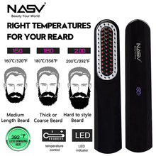 2in1 portable wireless beard hair straightener electric Straight hair comb USB rechargeable lcd hair straightener 2024 - buy cheap