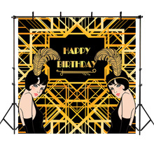 NeoBack Gatsby-Fondo de cumpleaños Retro, Flapper, gran Gatsby, cartel para fiesta de cumpleaños, fotografía de fondo negro y dorado 2024 - compra barato
