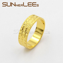SUNNERLEES New Fashion Jewelry Mens Womens Lover's Wedding Gift Stars Pattern Frosted Gold-Color Rings R57 Y 2024 - buy cheap