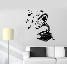 Vintage Retro Music Gramophone Wall Decal Stickers Home Decor Living Room Bedroom Vinyl Art Decals Notes Removable Pattern D369 2024 - buy cheap