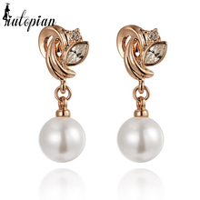 Iutopian elegante genuino austriaco cristal colgante imitación pendientes de perlas con cristal austriaco Stellux # RA20398 2022 - compra barato