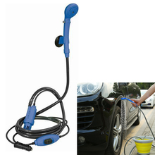 Chuveiro com bomba azul para lavagem de carro, acessório de lavagem, 12v para uso ao ar livre, viagem, trailer, caminhada, chuveiro 2024 - compre barato